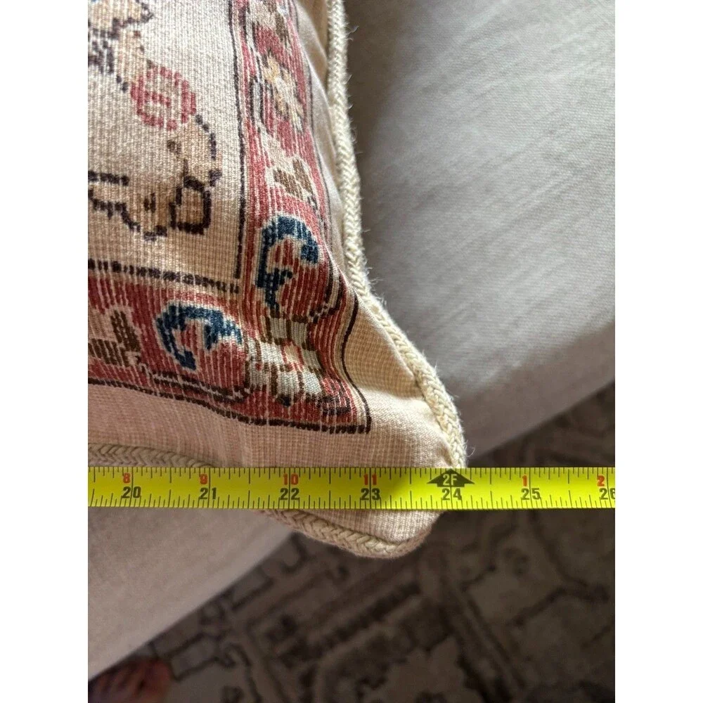 Pair Ralph Lauren Northern Cape Rug Tapestry Euro Pillow Shams 24x24 Cotton